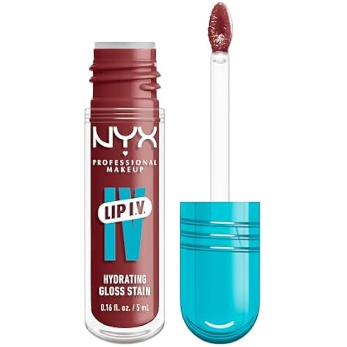 NYX Professional Makeup Lip IV Hydrating Gloss Stain, Lip Gloss, Up to 12HR Hydration, High Pigment, Wet Shine Finish, Drippin' In Rose - Image 1